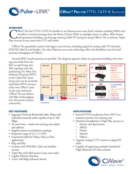 CWave Pro for FTTH, CATV & Satellite Product Application Brief